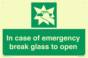 In case of emergency break glass to open